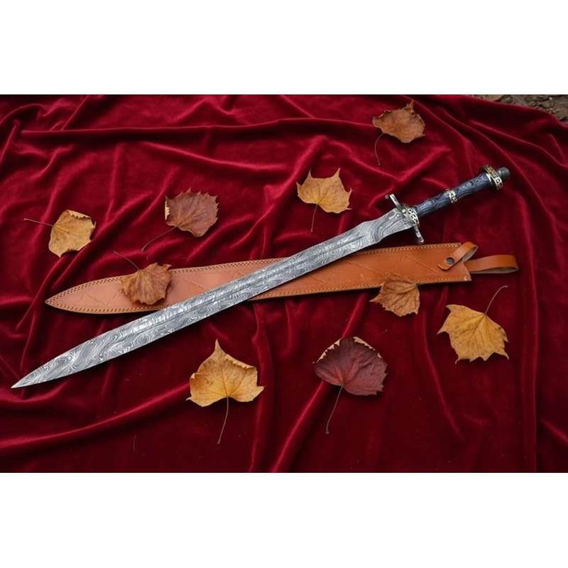 Hand Forged Personalized Damascus Steel Sword 34 Medieval Historical Collectible Gift 0