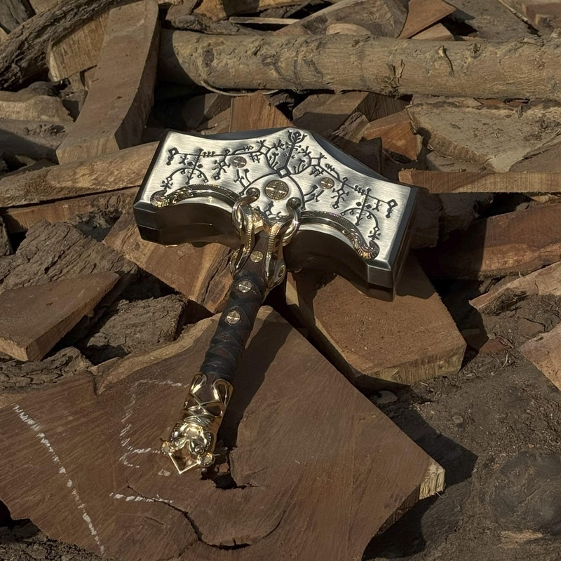 Hand Forged Viking Hammer Stainless Steel Ragnarok Prop 16 Norse Mjolnir Gift 1