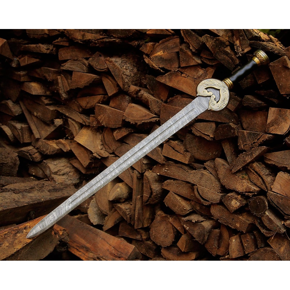 Damascus Steel Viking Sword 35 Handmade Decorative Collector Sword With Sheath Gift 3
