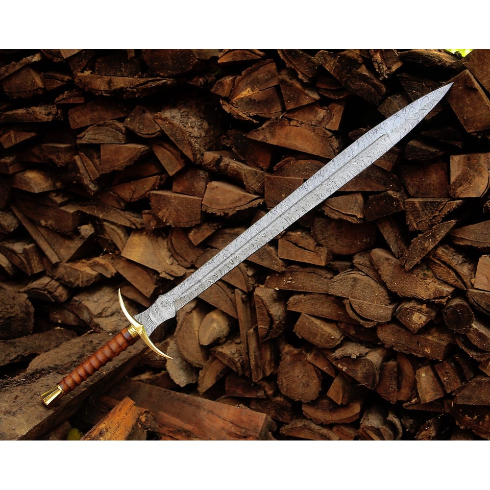 Hand Forged Damascus Steel Longsword 40 Rosewood Handle Medieval Knight Collector Sword 0