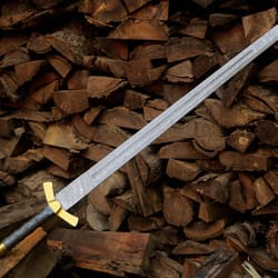 hand forged damascus steel medieval longsword 39" brass guard handmade warrior sword