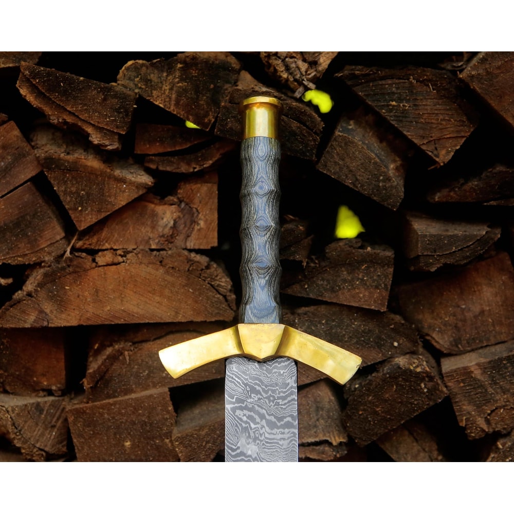 Hand Forged Damascus Steel Medieval Longsword 39 Brass Guard Handmade Warrior Sword 2