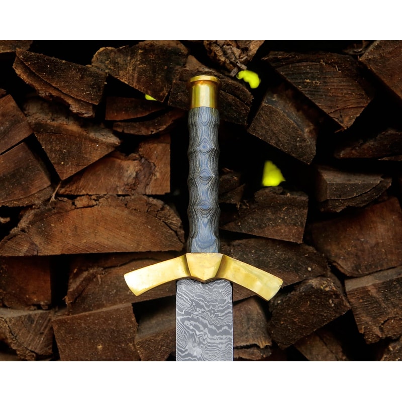 Hand Forged Damascus Steel Medieval Longsword 39 Brass Guard Handmade Warrior Sword 2