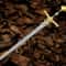Hand Forged Damascus Steel Medieval Knight Sword 36 Gold Hilt Handmade Collector Blade 2
