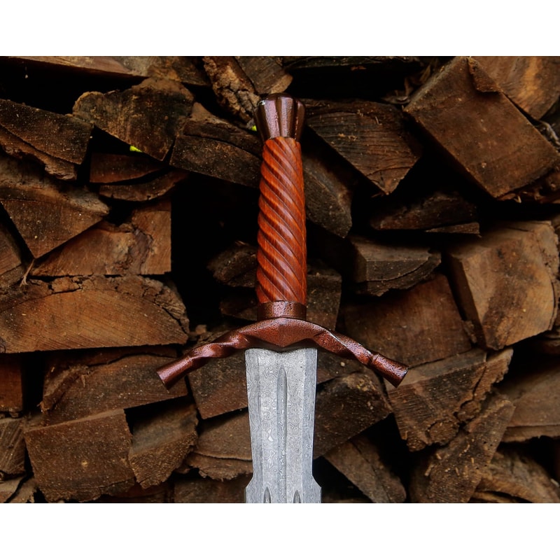 Hand Forged Damascus Steel Viking Longsword 39 Medieval Warrior Handmade Sword 3