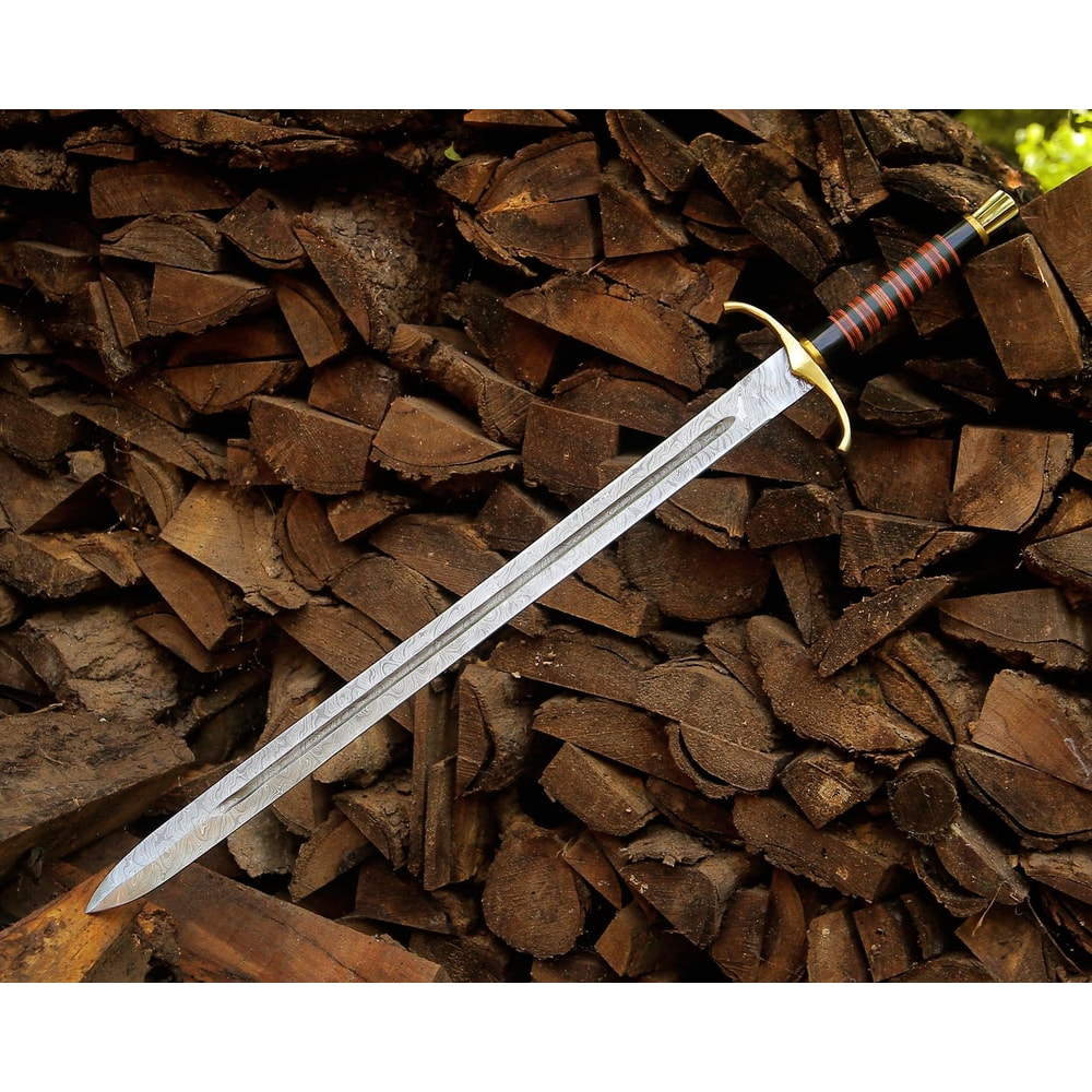 Hand Forged Damascus Steel Long Sword 40 Hand Forged Medieval Custom Engraved Gift 2
