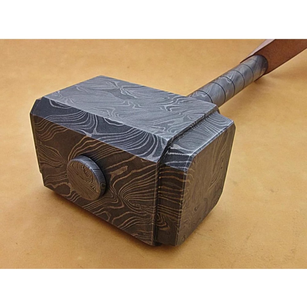 Handcrafted Viking Hammer 16 Custom Damascus Steel Mjolnir Groomsmen Gift 0