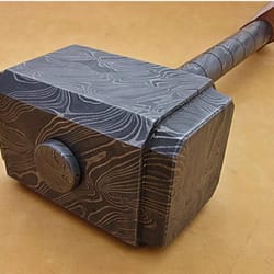 handcrafted viking hammer 16" custom damascus steel mjolnir groomsmen gift