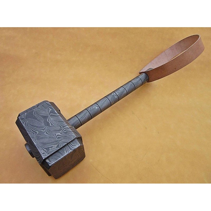 Handcrafted Viking Hammer 16 Custom Damascus Steel Mjolnir Groomsmen Gift 6