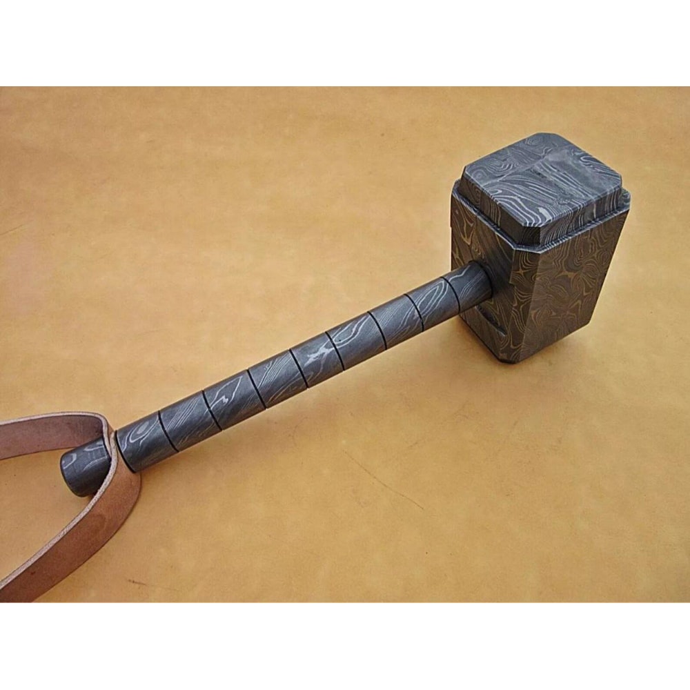 Handcrafted Viking Hammer 16 Custom Damascus Steel Mjolnir Groomsmen Gift 7
