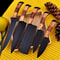 HandForged Chef Knife Set Hammered Black Blade Kitchen Knives With Wooden Handle 5