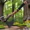 Forged Steel Viking Double Blade Axe Carved Wood Handle Collectible Outdoor Tool 1