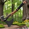 Forged Steel Viking Double Blade Axe Carved Wood Handle Collectible Outdoor Tool 1