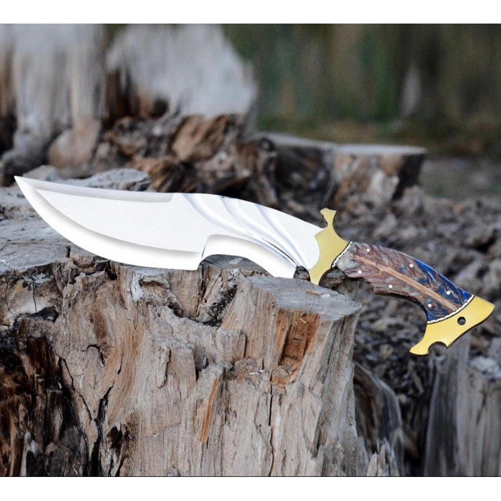 Handmade Forged Bowie Knife Stainless Steel Blade Hunting Knife With Leather Sheath 1
