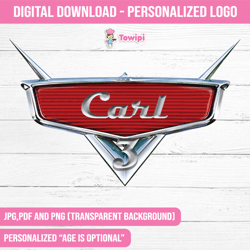 Cars personalized logo - Cars logo with name and age - Cars logo - McQueen logo