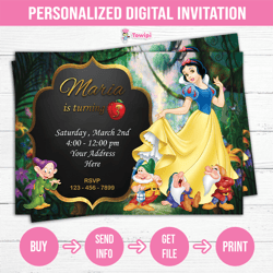 Snow white printable birthday invitation - Snow white Personalized invitation