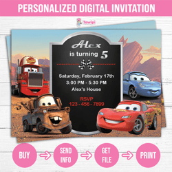 Cars printable birthday invitation - Cars Personalized invitation