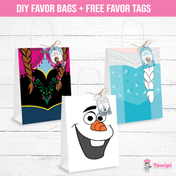 Frozen printable favor bags - Frozen DIY favor bags - Frozen favor bags - Digital product