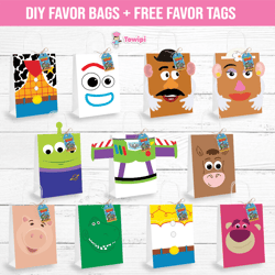 Toy story printable favor bags - Toy story DIY favor bags - Toy story favor bags - Digital product
