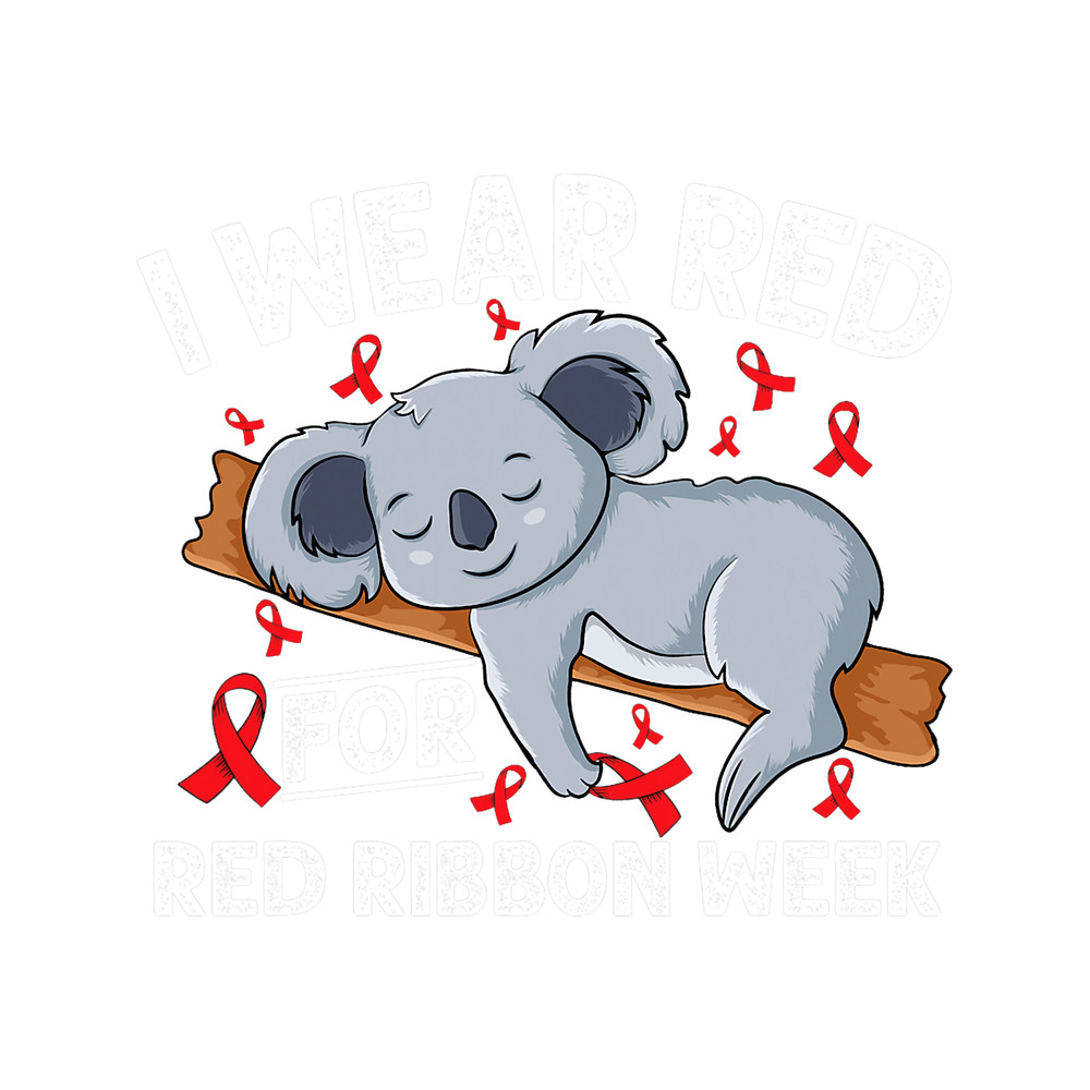 Koalas Cute koala bear We Wear Red For Red Ribbon Week Awareness.png
