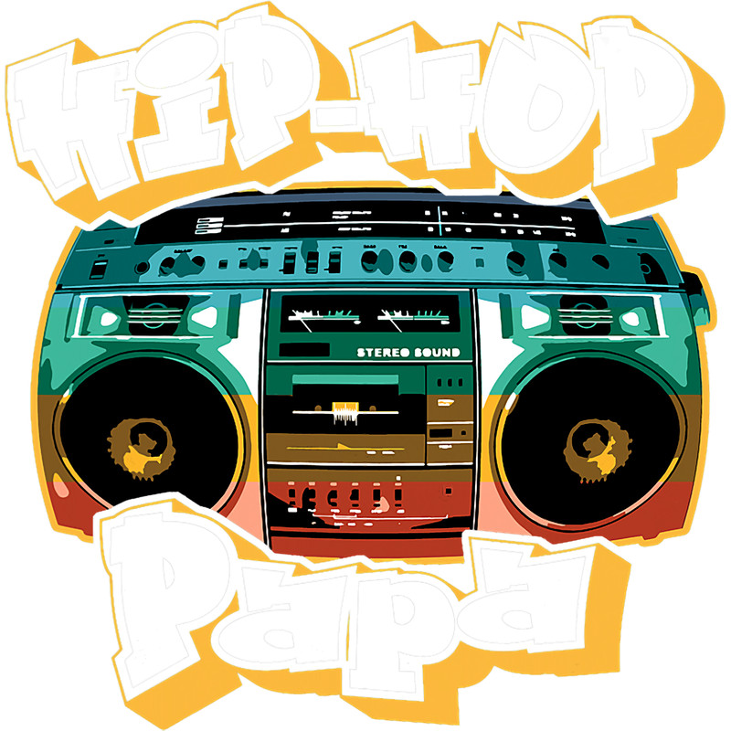 Hip Hop Papa Retro Old School 80s 90s Boombox Graffiti.png