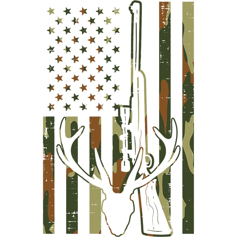 Hunt Hunting Camo Flag Deer Skull Rifle Vintage Hunting Patriot Hunt Dad.png