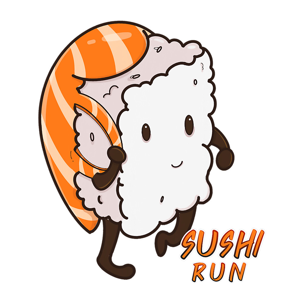 Kawaii Funny Salmon sushi cartoon running.png