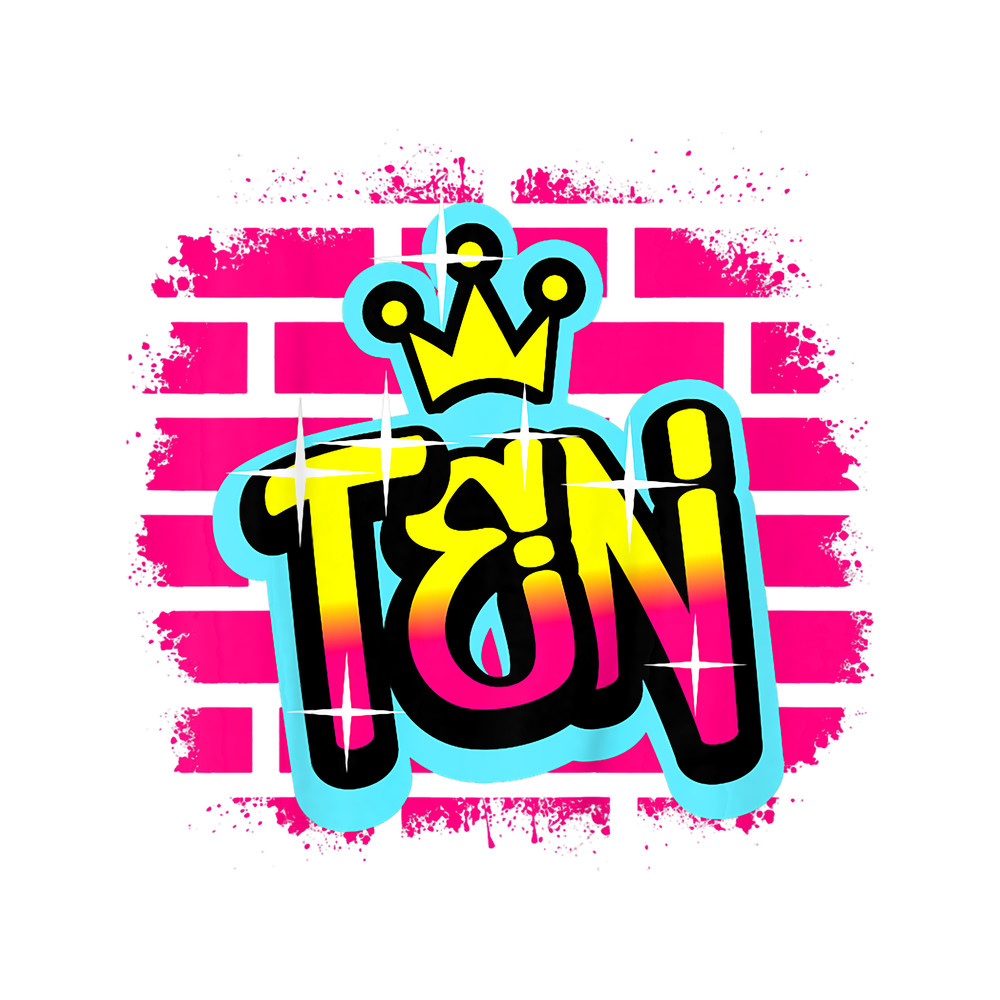 Kids 10 Year Old 10th Birthday Graffiti Air Brick Styled Boy Girl 3.png