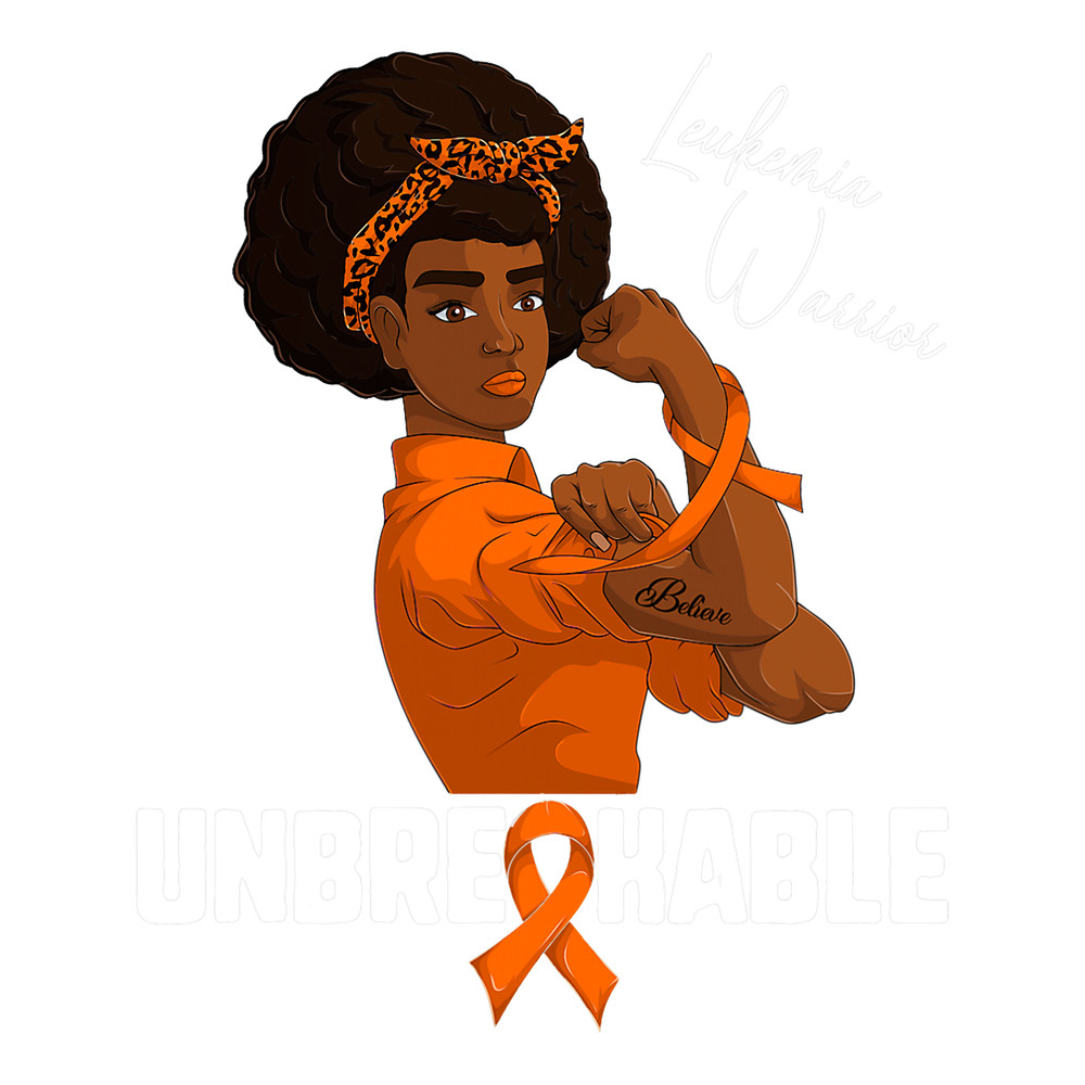 Leukemia Survivor Blood Cancer Strong Afro Woman Shirts Leukemia Unbreakable.png