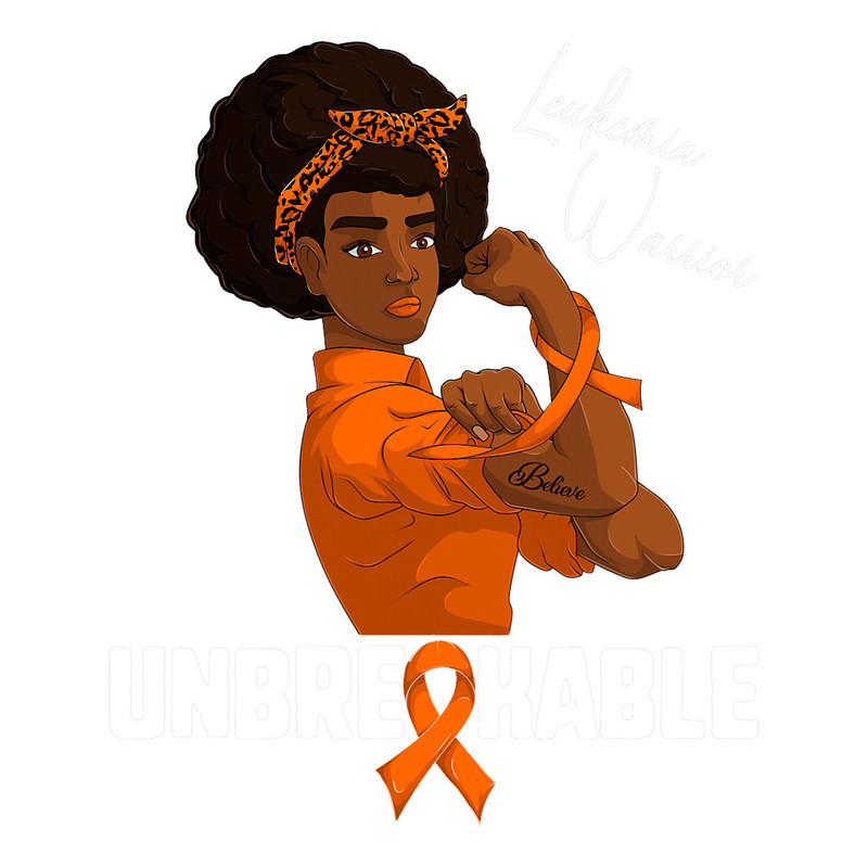 Leukemia Survivor Blood Cancer Strong Afro Woman Shirts Leukemia Unbreakable.png