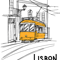Lisbon City Portugal Hand Drawn Yellow Train Travel Lover.png