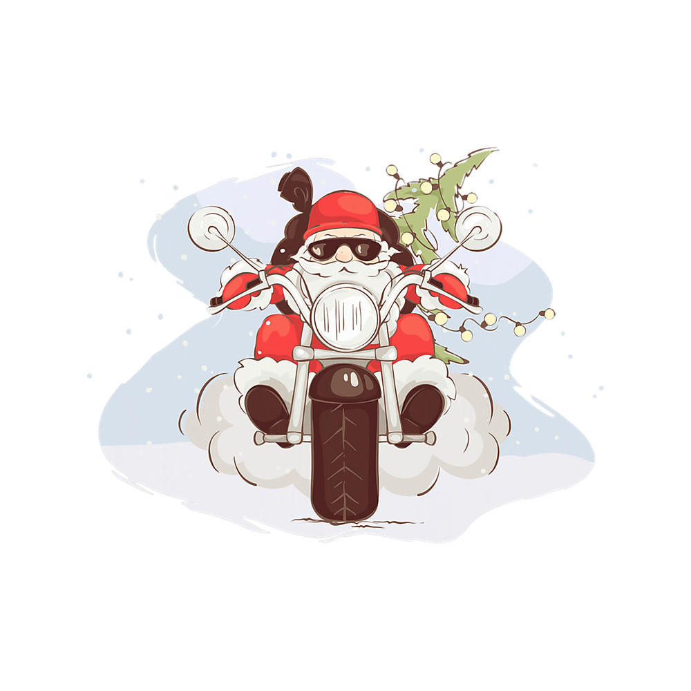 Motocross Biker Funny Merry Christmas Cool Santa Riding A Motorcycle.png