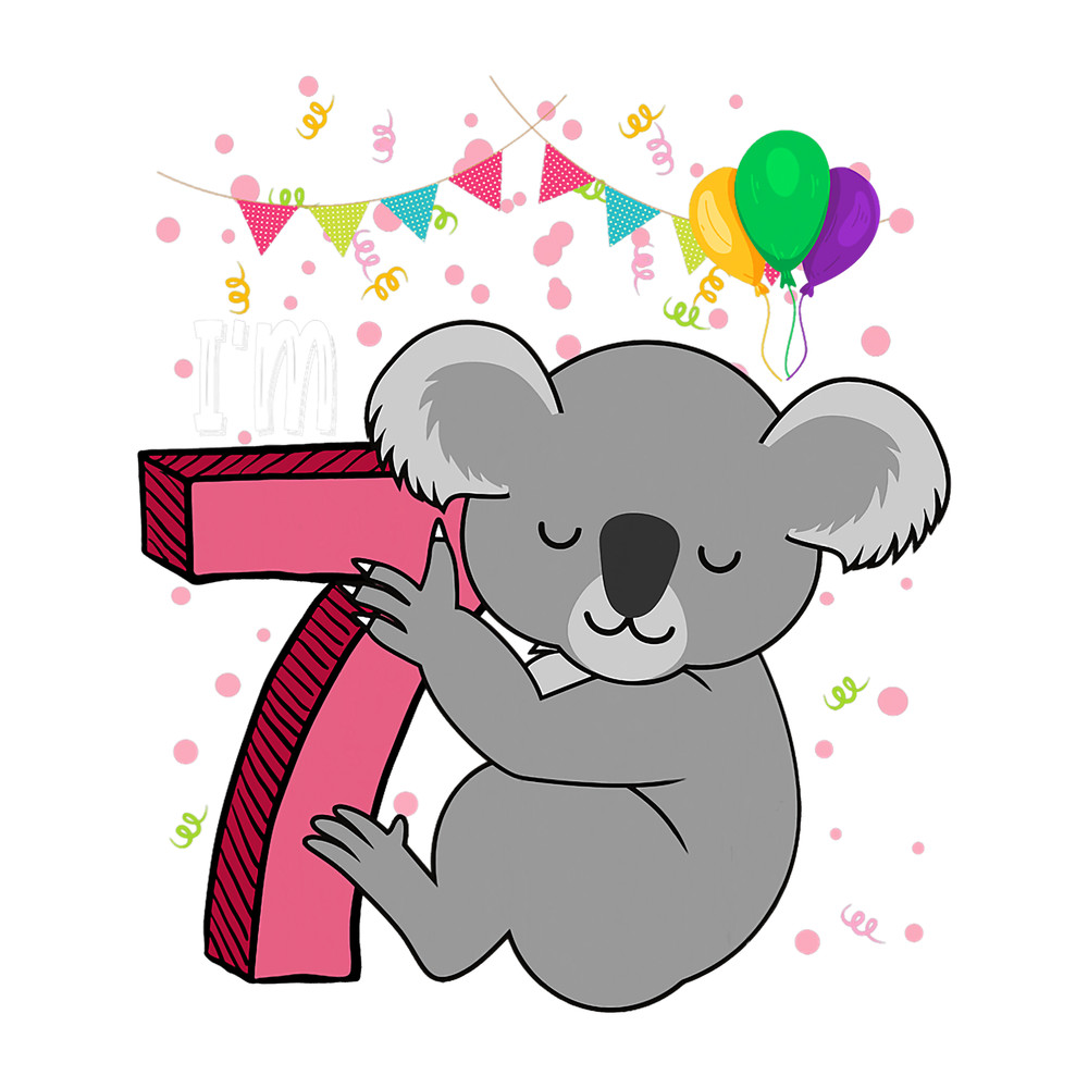Koalas Bear 7th Birthday Girl 7 Year Old Birthday Koalas Bday.png