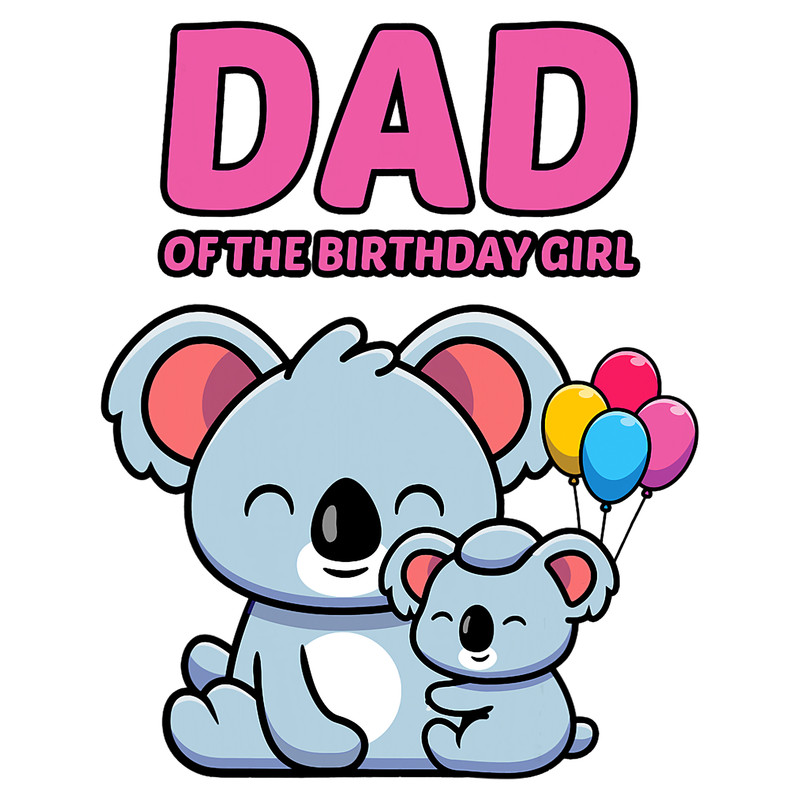 Koalas Cute Family Koala Birthday For Dad of Birthday Girl.png