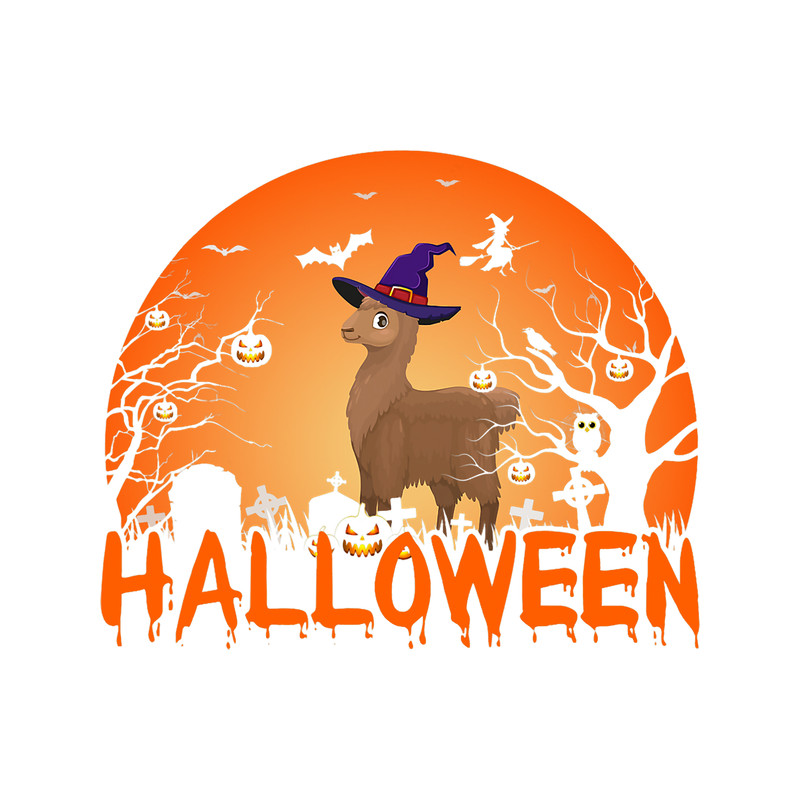 Llama Lover Pumpkin Face Cute Alpaca Lovers Scary Halloween Costume.png