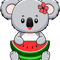 Koalas Cute Kawaii Koala Girl Eating Watermelon.png
