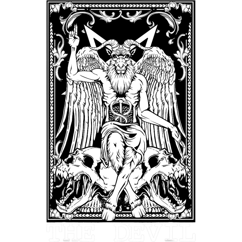 The Devil Horned Demon Tarot Card Witchy Satanic Occult Tee.png
