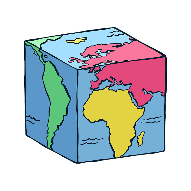 World map cube Funny cute geography traveling lover.png