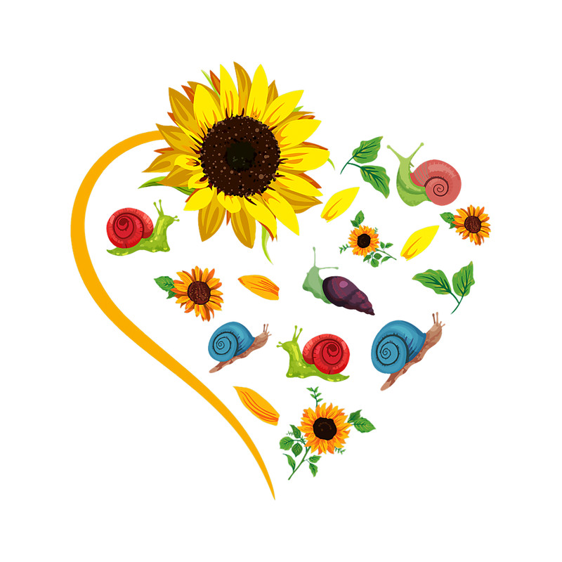 Sunflowers Snails Cute Heart Shape Matching Animal Lover.png