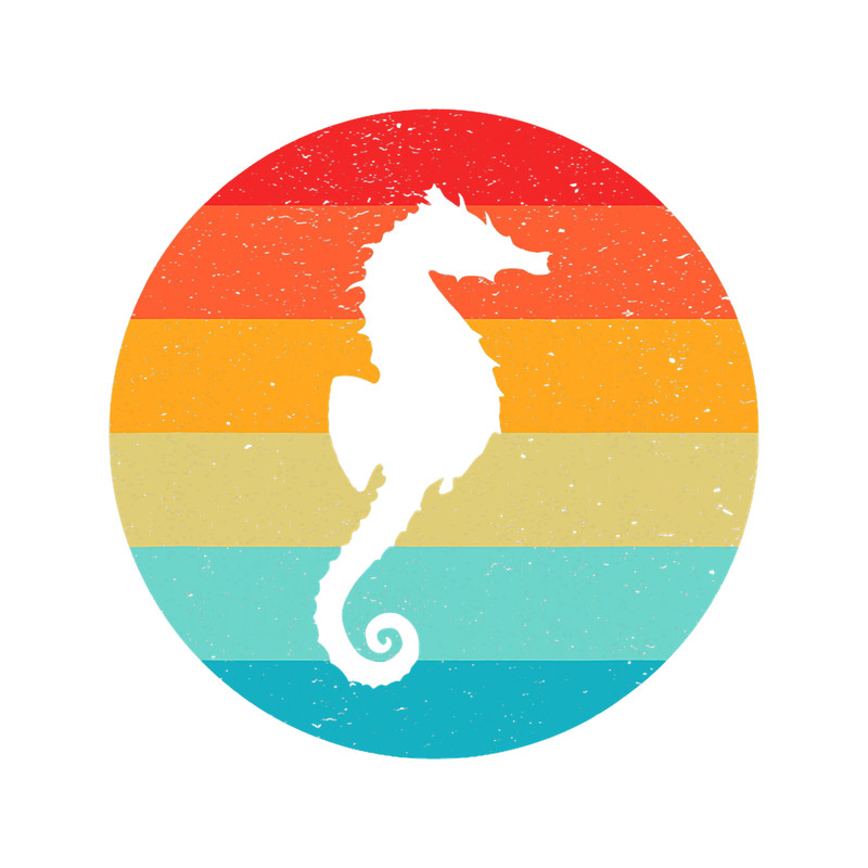 Seahorse Lover Silhouette Retro Vintage Sunset 70s 80s Distressed.png