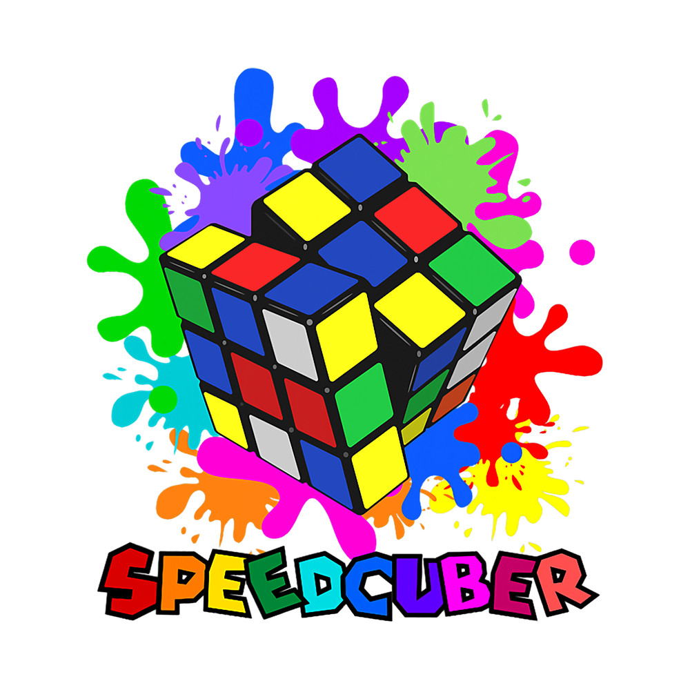 Speedcuber Puzzle Cube Novelty Paint Splashes Graphic Tee.png
