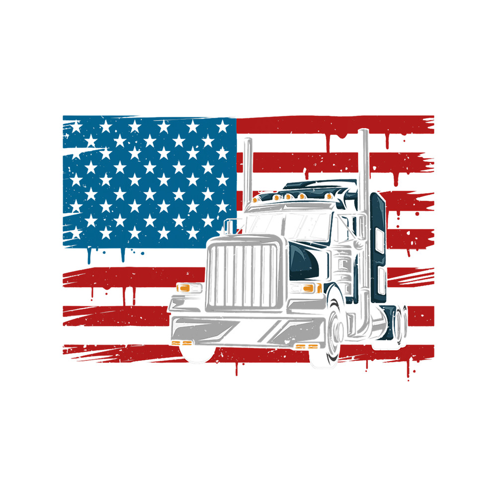 Truck Driver American Flag 18 Wheeler Big Rig Trucker.png