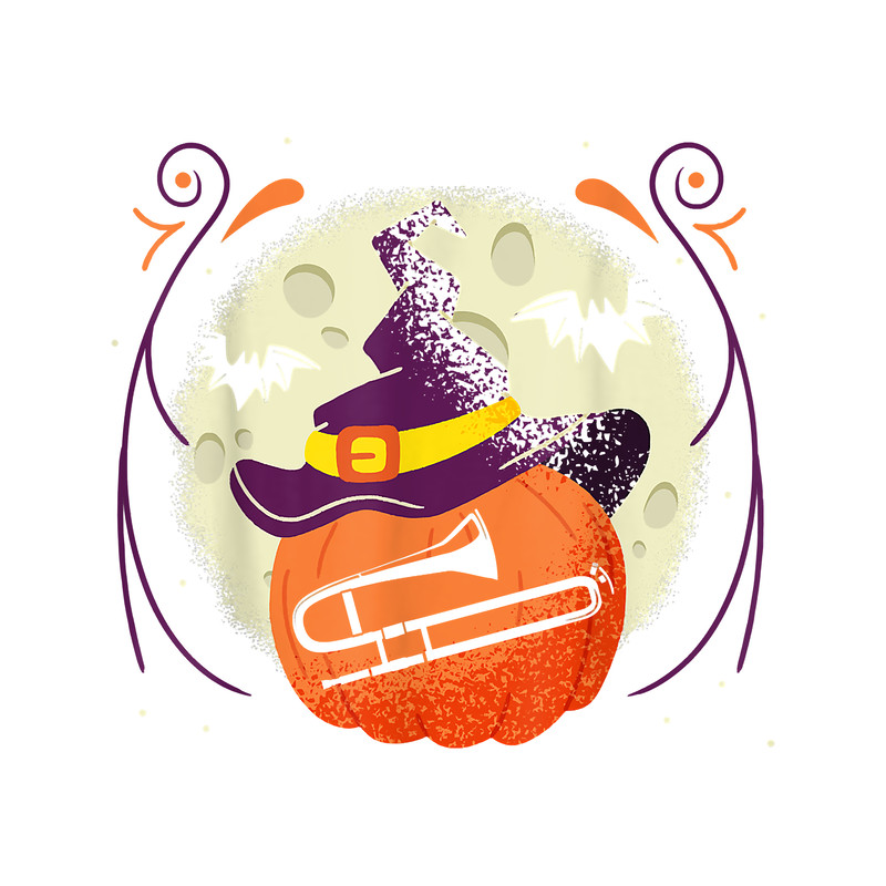 Trombone Lover Spooky Musical Instrument Trombone Pumpkin Music Halloween 32.png