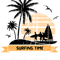 Vintage PuntaMita Beach Lover Palm Trees Surfing Time Art.png