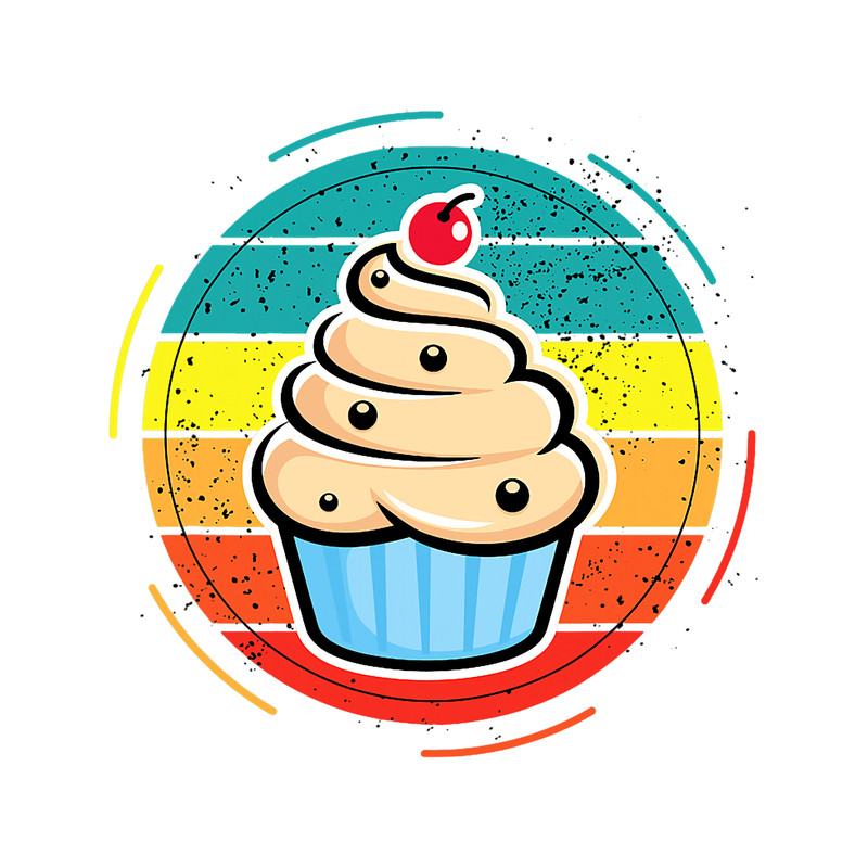 Vintage Sunset Cupcake Retro Cupcake Baking Chef.png
