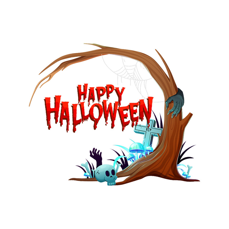 Skull Tree Spooky Gift Halloween Men Women Kids.png