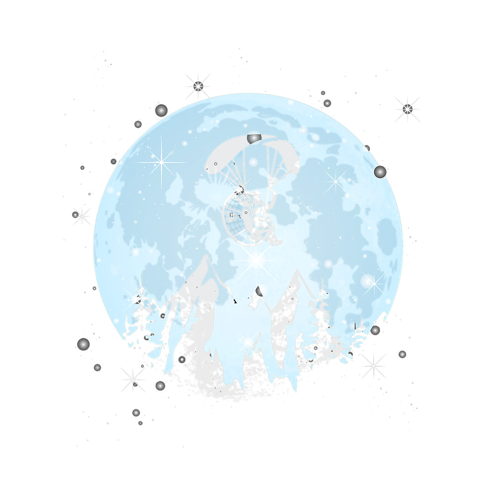Skydiving Gift Paramotor Flying In The Full Moon Paragliding Parachute.png