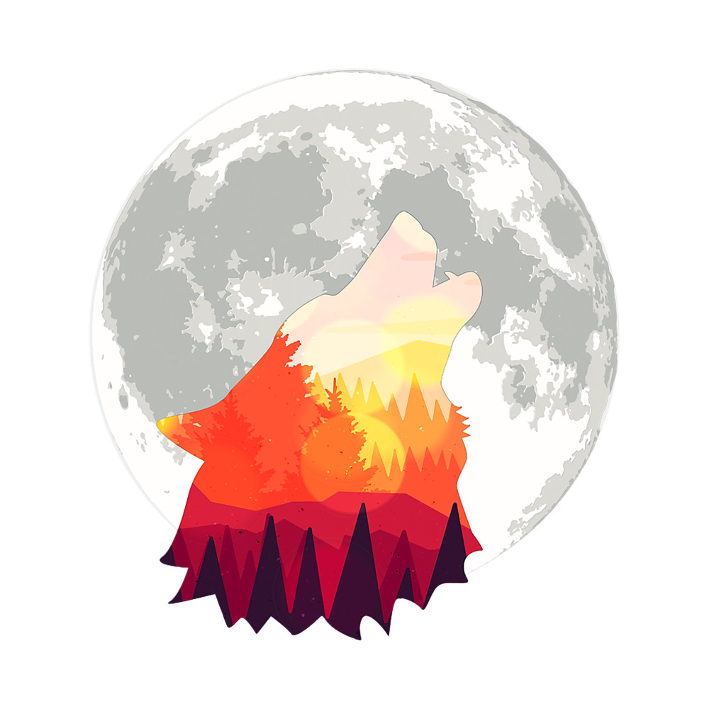 Wolf Lover Silhouette in Full Moon Howling Wolf.png