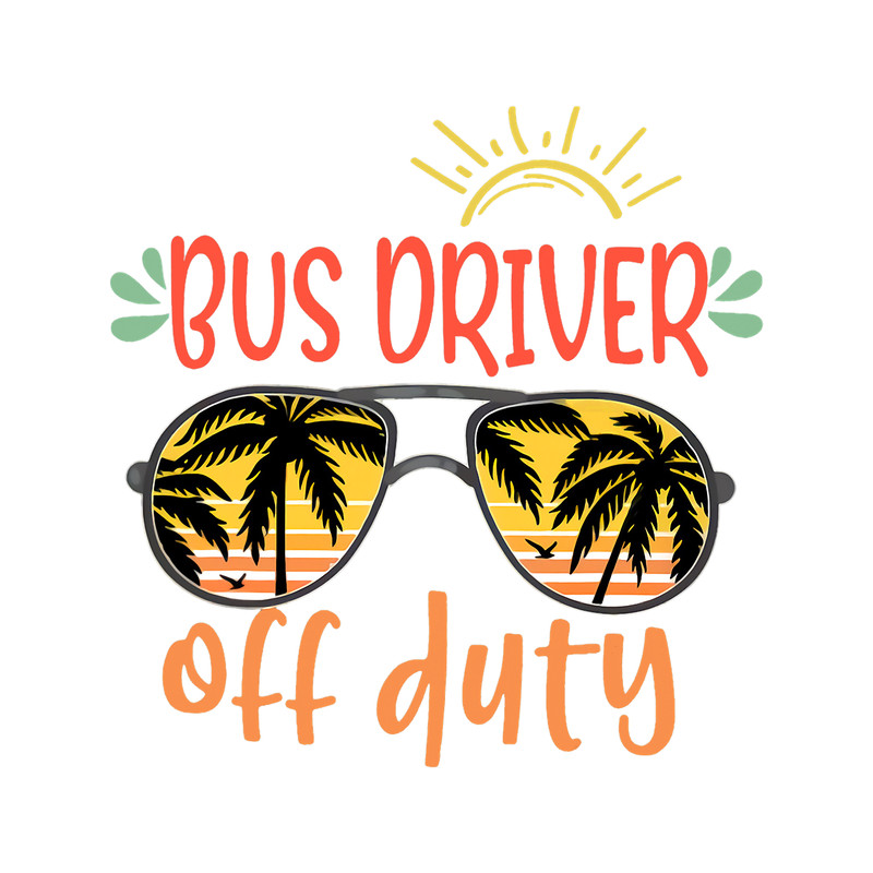 Off Duty Yellow School Bus Driver Beach Summer Trip.png