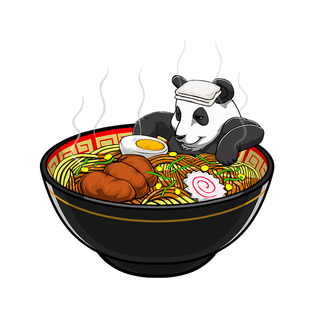 Pandas Kawaii Panda Bath Ramen Noodles Soup Bowl Food Lover.png